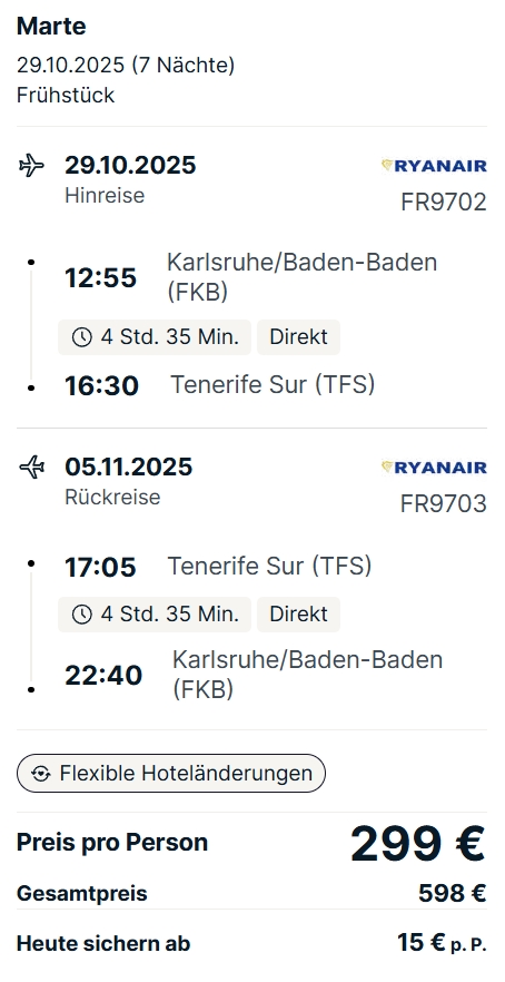 Teneriffa Reise Angebot
