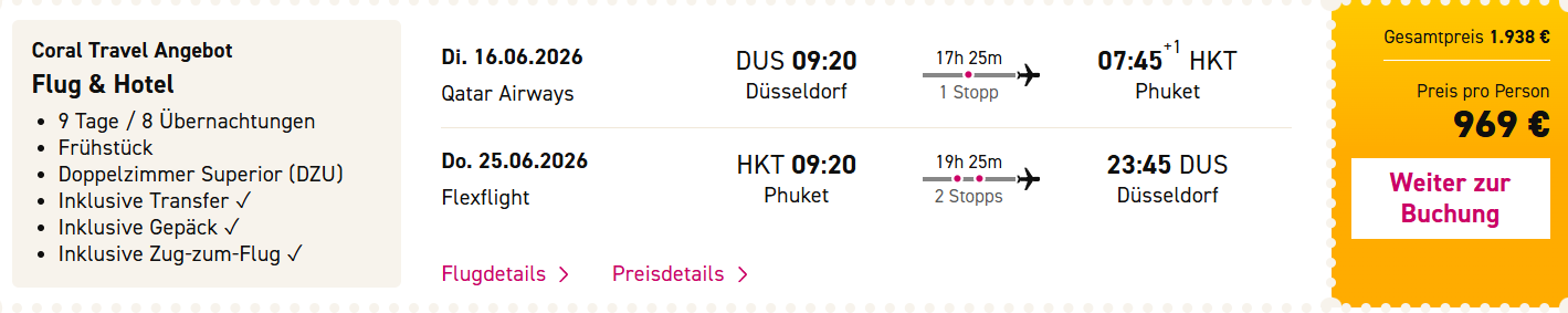 Thailand Flug Angebot