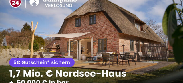 Traumhausverlosung bei Lotto24: Gewinnt das 1,7 Mio.€ Nordsee-Traumhaus + 50.000€ in bar mit nur 5€