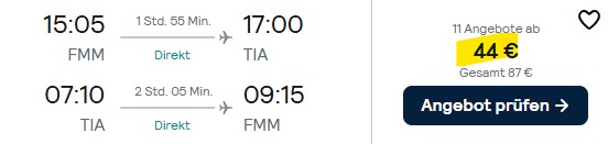 Albanien Flug