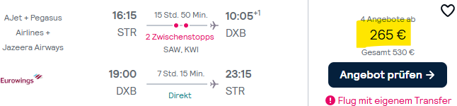 Dubai Flug Angebot