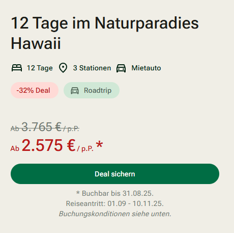 Hawaii Inselhopping Angebot