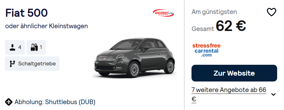 Irland Mietwagen Angebot