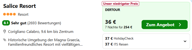 Kalabrien Hotel Angebot