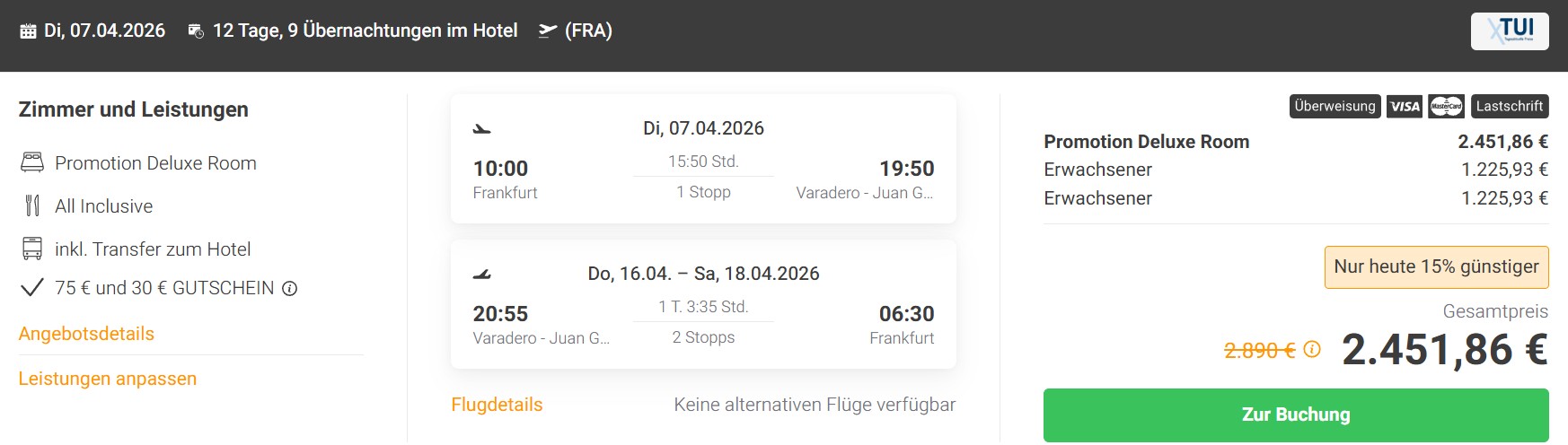 Kuba Pauschalangebot