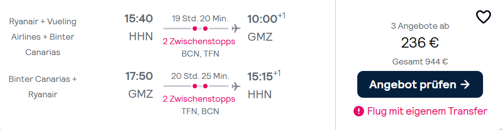 La Gomera Flug Angebot