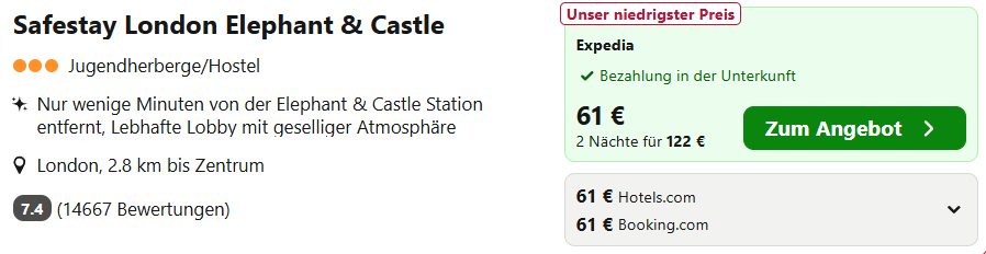 London Hotel Angebot