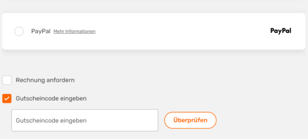 Opodo Gutscheinfeld im Buchungsvorgang