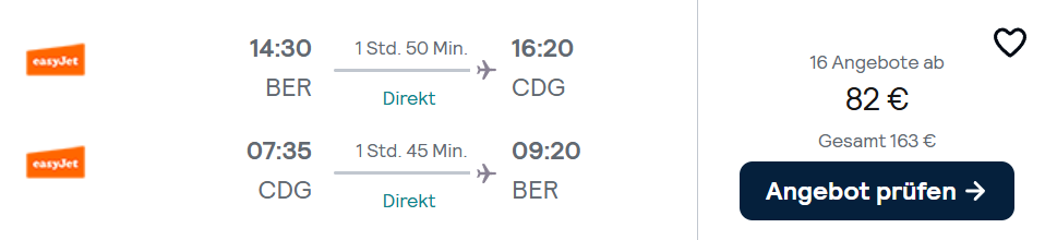 Paris Flug Angebot