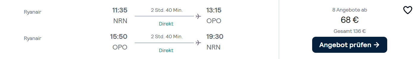 Portugal-Flug-Schnäppchen