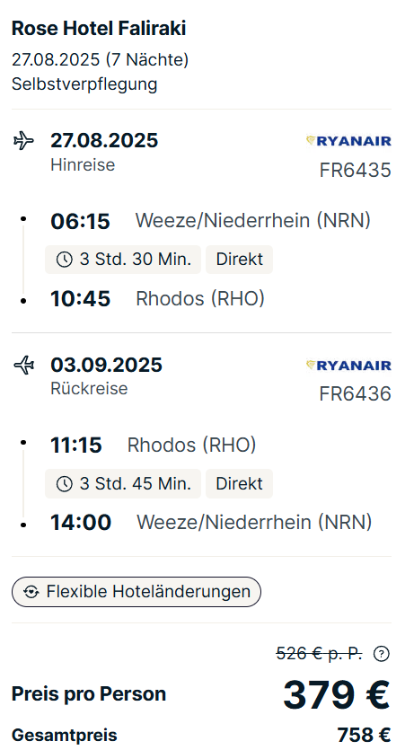 Rhodos Reise Angebot