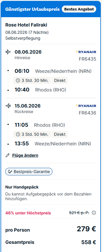 Rhodos Reise Angebot