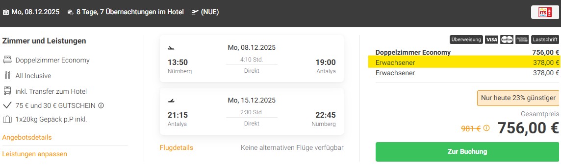 Side Pauschal Angebot