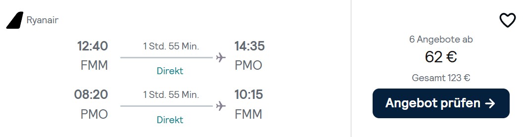 Sizilien Flug combi
