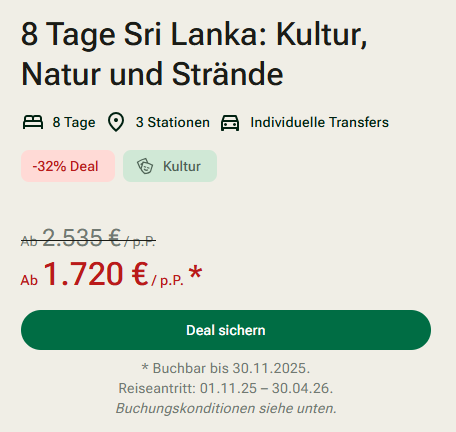 Sri Lanka Rundreise Angebot