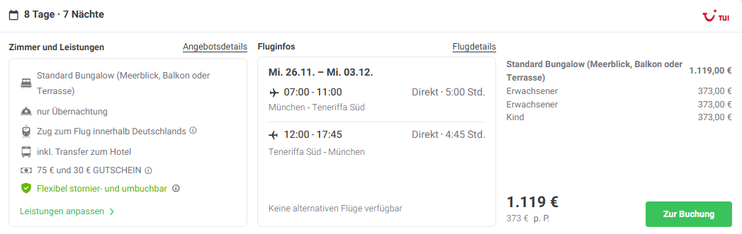 Teneriffa Reise Angebot
