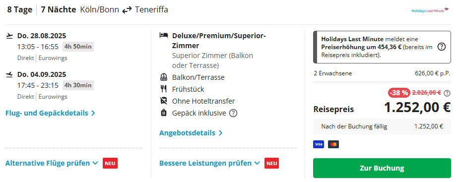 Teneriffa Reise Angebot