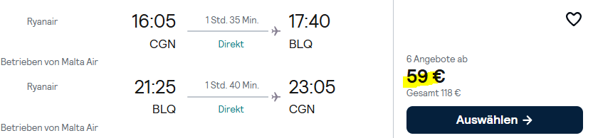 Bologna Kombi Angebot