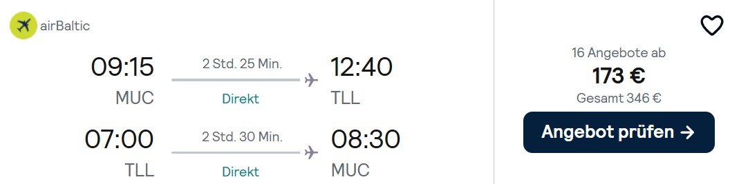 Estland Flug kombi