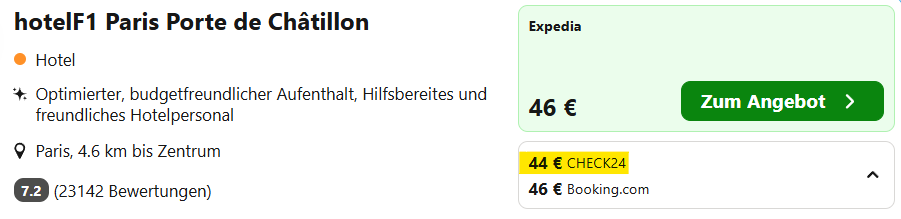 Paris Hotel Angebot