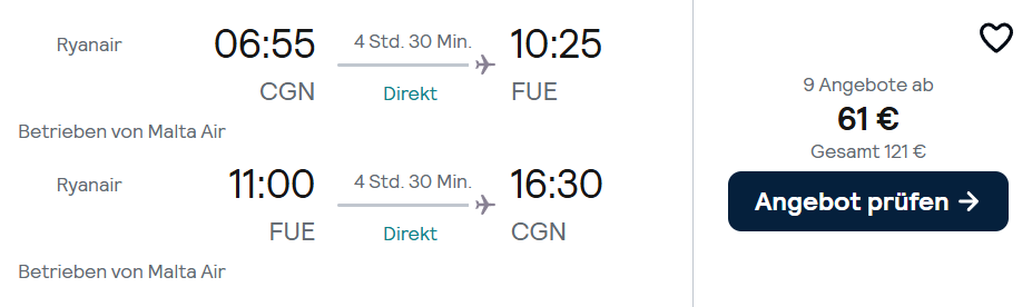 Kanaren Flug Angebot