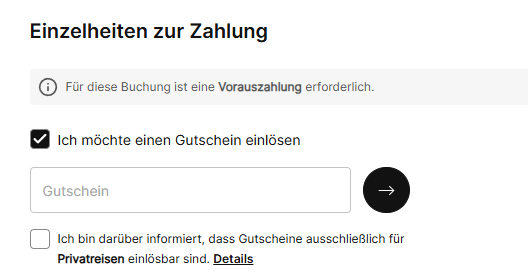 HOTEL DE Gutschein einlösen während der Buchung