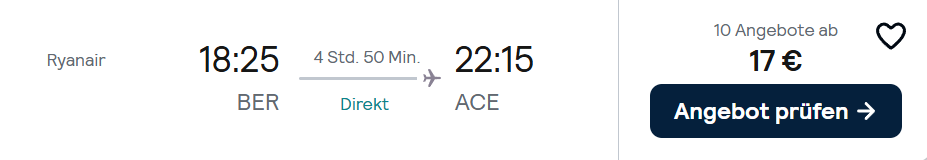 Lanzarote Flug Angebot