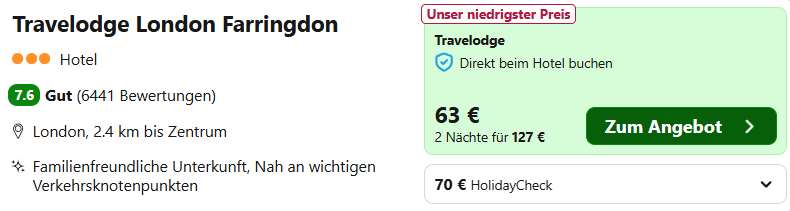 London Hotel Angebot