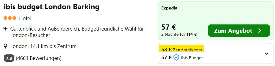 London Hotel Angebot