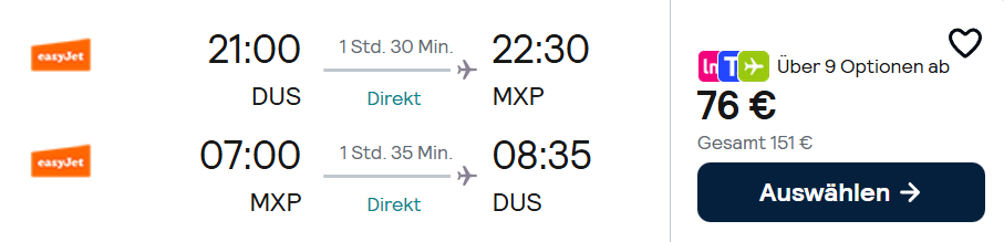 Mailand Flug Angebot