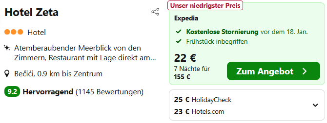 Montenegro Hotel Angebot