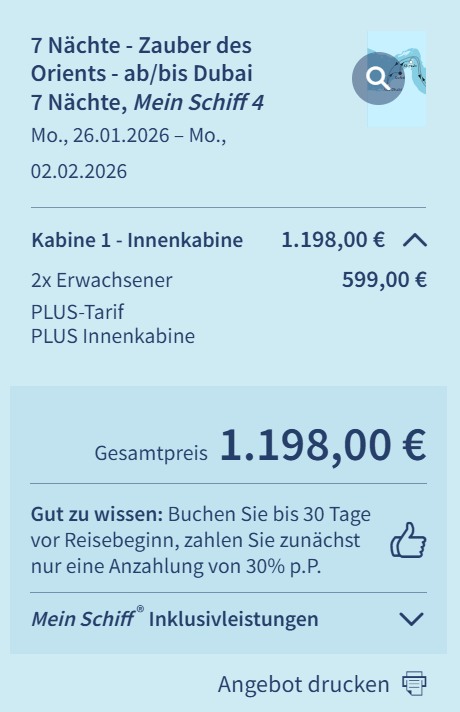 Orient Kreuzfahrt Angebot