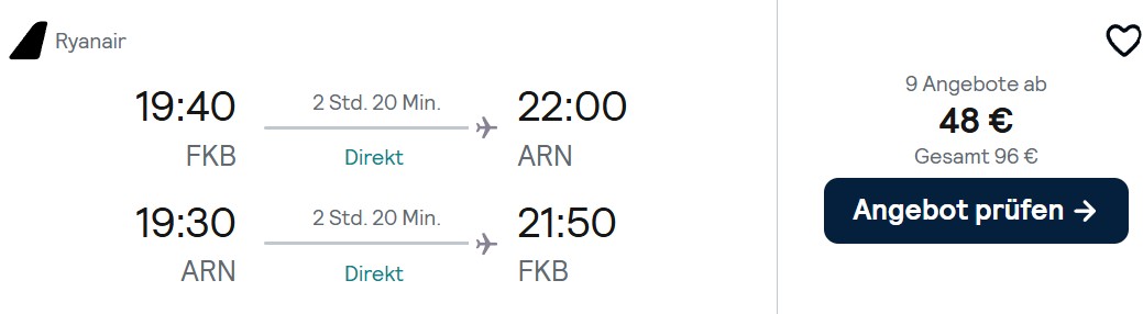 Stockholm Flug kombi