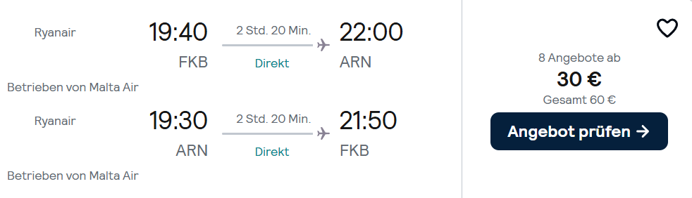 Stockholm Flug Angebot