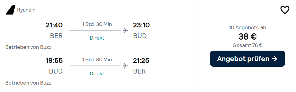 Ungarn Flug Angebot