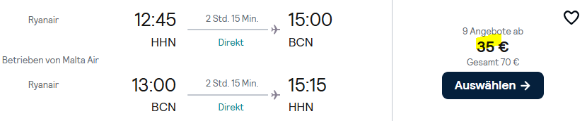 Barcelona Flugangebot