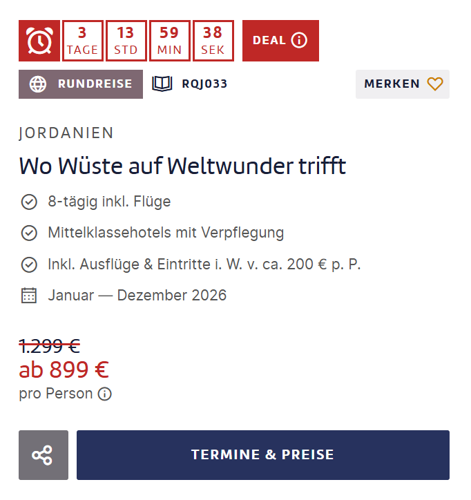 Jordanien Rundreise Angebot