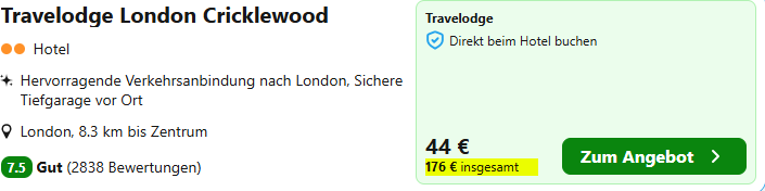 London Kombi Angebot