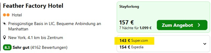 New York Hotel kombi