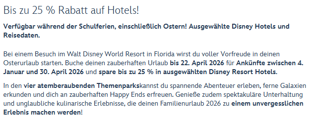 Disney Angebot
