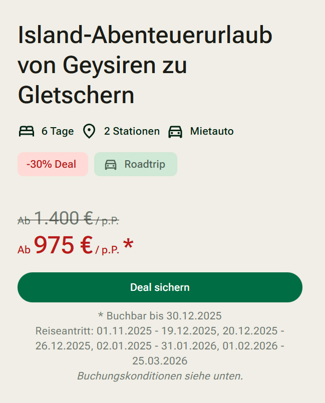 Island Rundreise Angebot