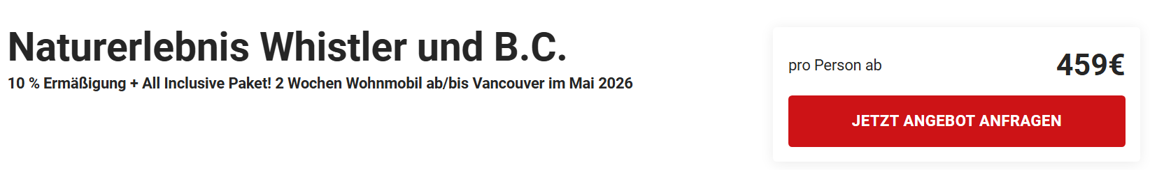 Kanada Roadtrip Angebot