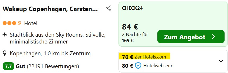 Kopenhagen Hotel kombi