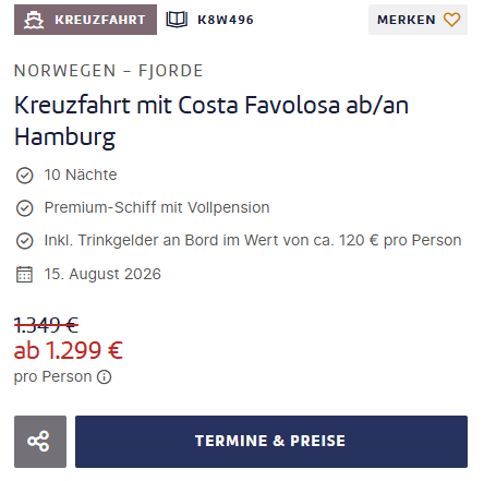 Norwegen-Kreuzfahrt Angebot