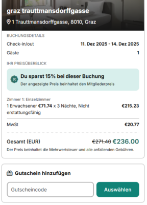Limehome Gutscheinfeld bei der Buchung