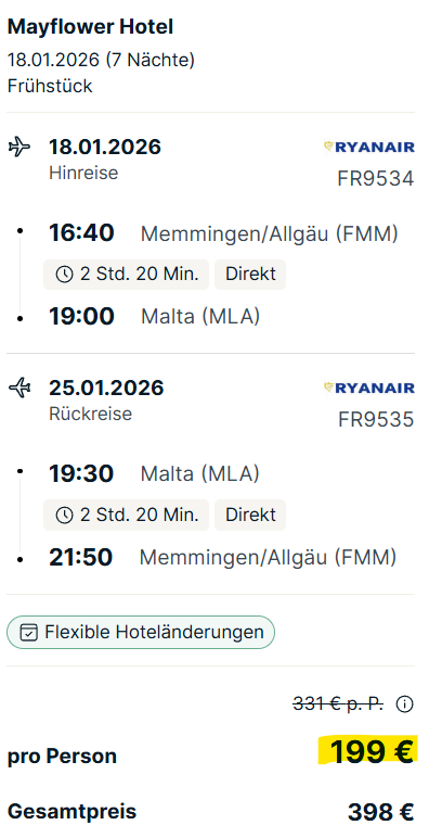 Malta Pauschalreise Angebot