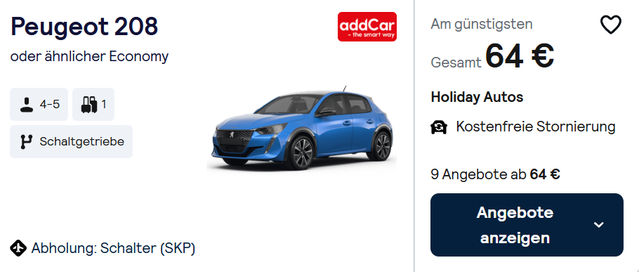 Mazedonien Mietwagen Angebot