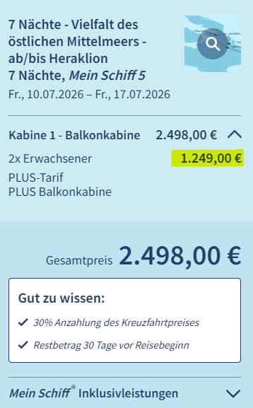 Mittelmeer Kreuzfahrt Angebot