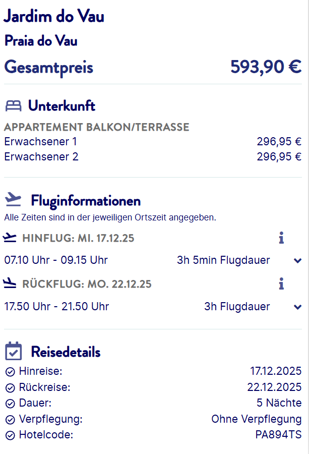 Algarve Reise Angebot