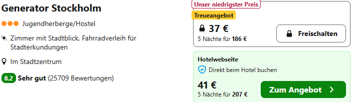 Stockholm Kombi Angebot